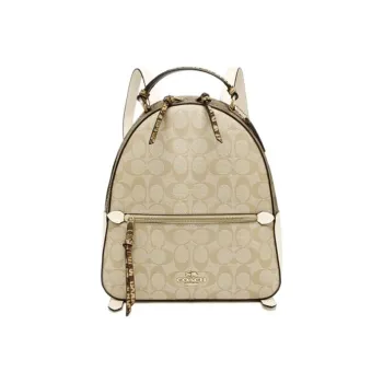 COACH Jordyn Canvas With Leather Backpack Large Size Women's Khaki
