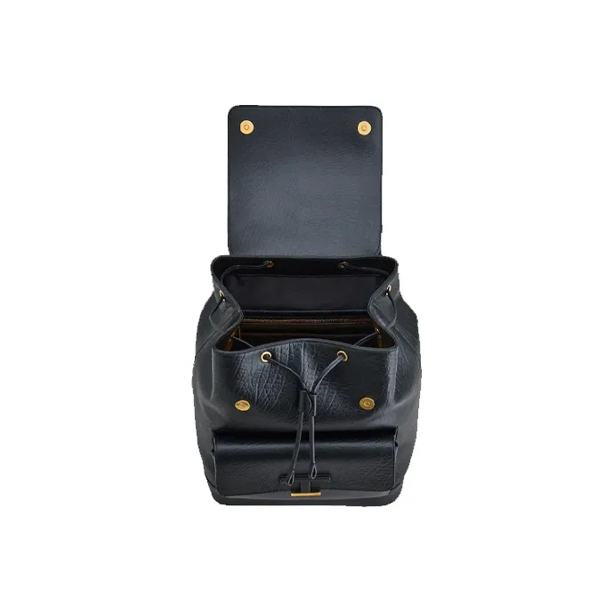 TOD'S Timeless Cow Leather Backpack Medium Size Men's Black-4