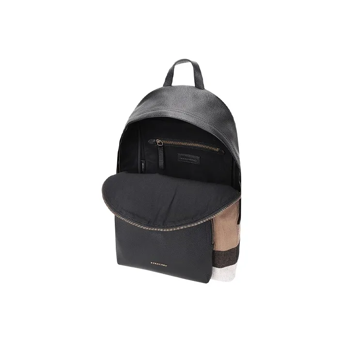 Burberry Canvas With Leather Backpack Regular Unisex Black & Yellow Brown-3