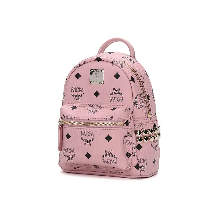 MCM Stark Bebe Boo Backpack Visetos Side Studs X Mini Soft Pink-1