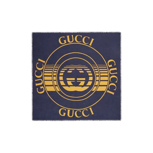 GUCCI Men's Printed Scarf  Blue