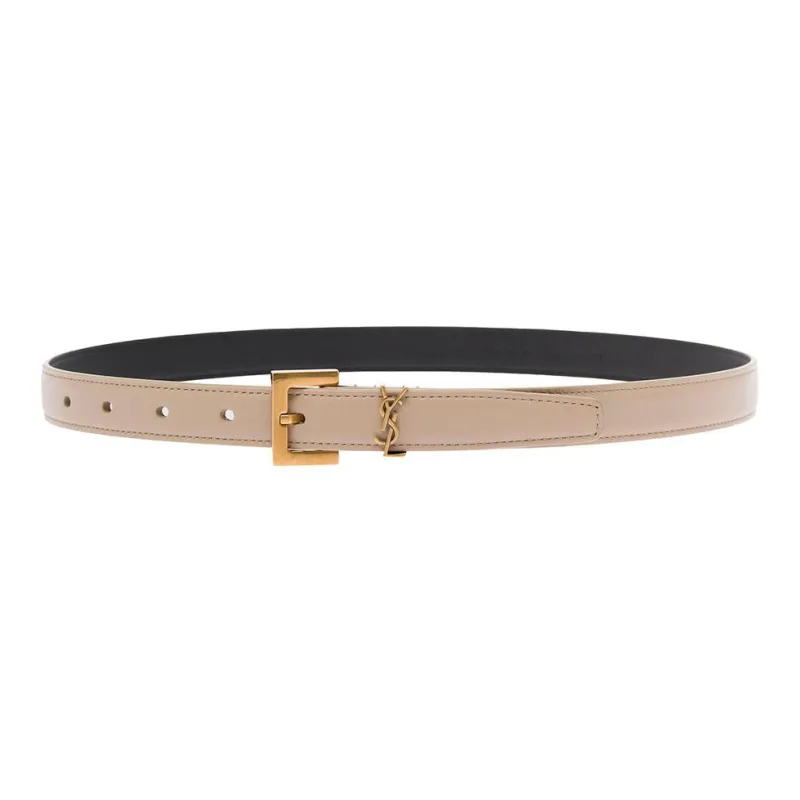 SAINT LAURENT Cassandre Thin Belt With Square Buckle In Box SAINT LAURENT Leather-1