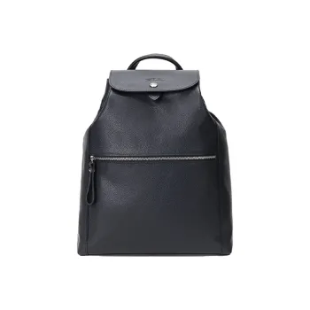 LONGCHAMP Le Foulonné Eggstone Grain Leather Backpack Medium Size Women's Black