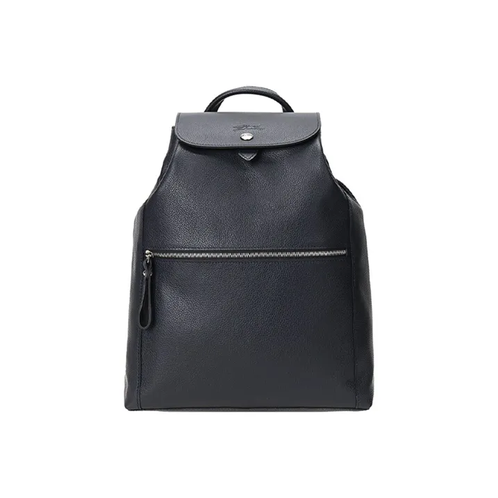 LONGCHAMP Le Foulonné Eggstone Grain Leather Backpack Medium Size Women's Black-0