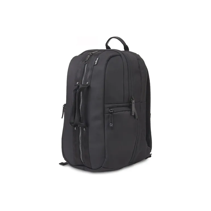 ECHOLAC Microfiber Synthetic Leather Backpack Unisex Black-0