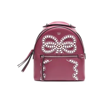 FENDI Leather Backpack Women's Deep Red
