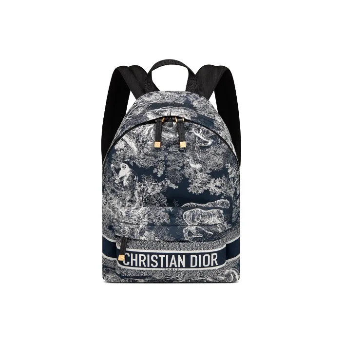 DIOR Fabric Backpack Small Size Women's Blue/Black-0