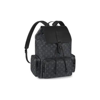 LOUIS VUITTON Trio Coated Canvas With Cow Leather Backpack Regular Men's Black