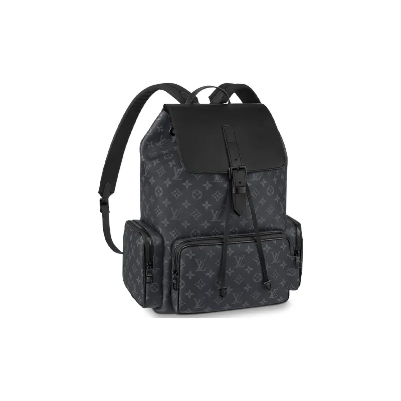 LOUIS VUITTON Trio Coated Canvas With Cow Leather Backpack Regular Men's Black-0