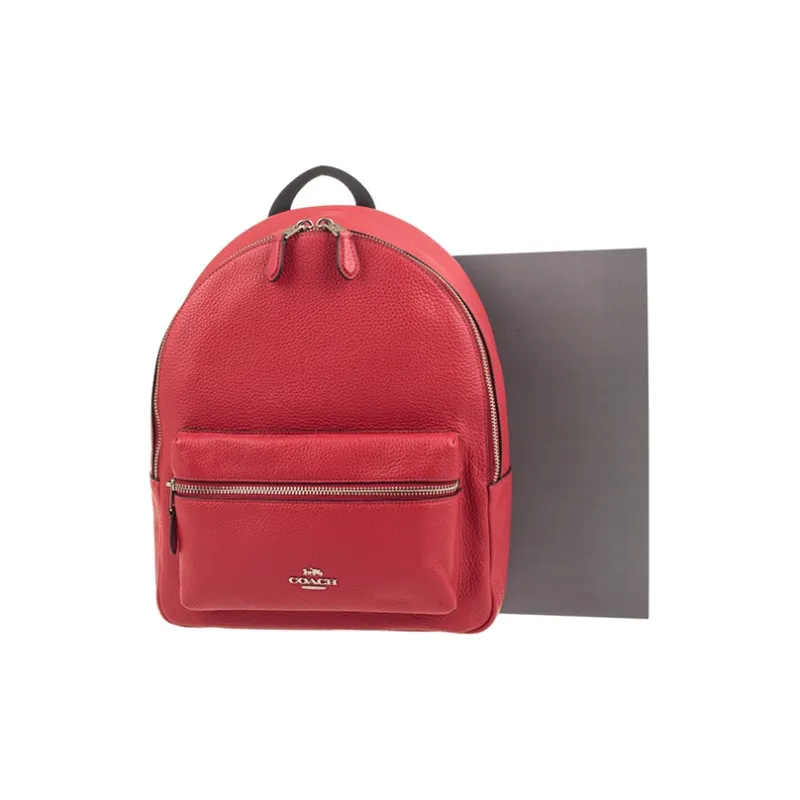 COACH Charlie Cow Leather Backpack Tubas Women's Red-4