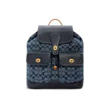 COACH Heritage With Cow Leather Backpack Large Size Men's Denim Blue