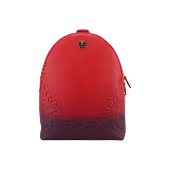 MCM Leather Cow Leather Brogues Backpack Women's Violet Gradient Red