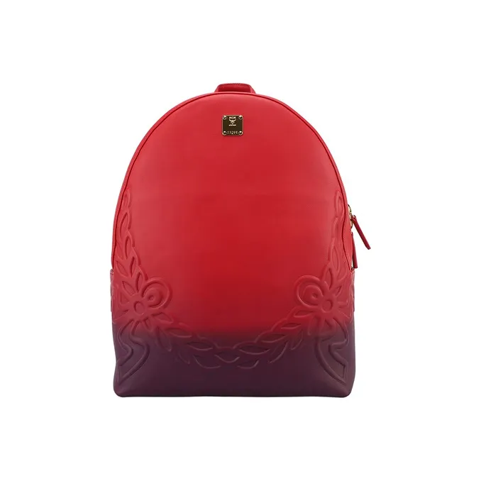 MCM Leather Cow Leather Brogues Backpack Women's Violet Gradient Red-0