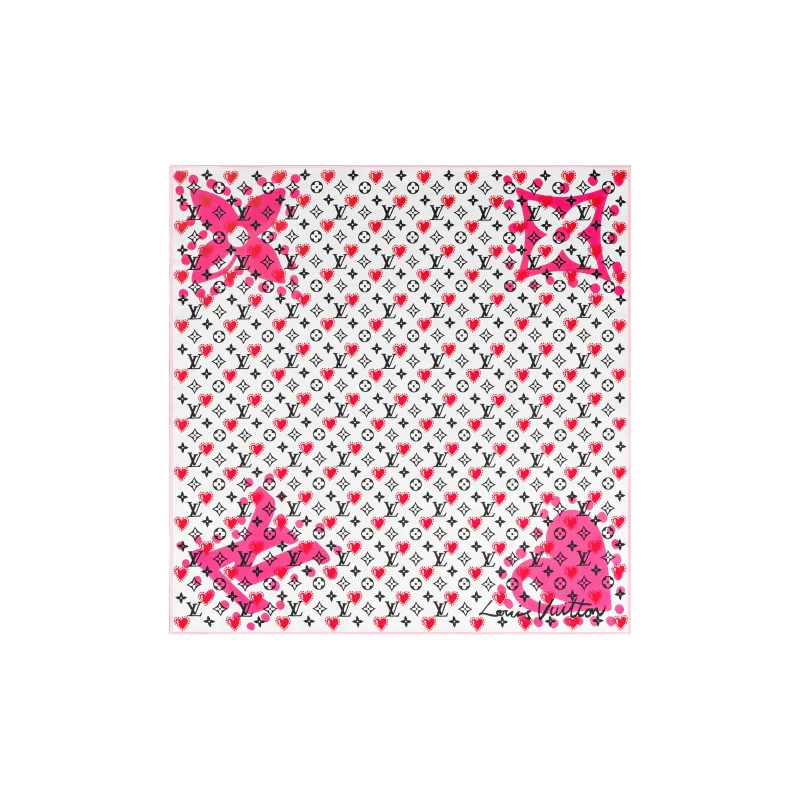 LOUIS VUITTON I LV U BB Mulberry Silk Scarf Unisex Pink-0