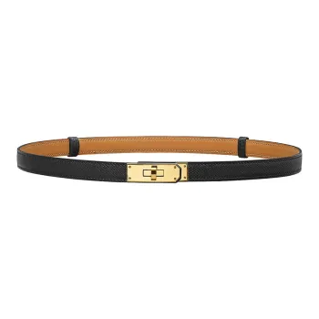 HERMES Cow Leather Belts Women's Black 1.8cm