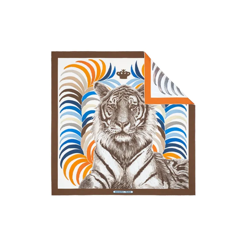 HERMES Tiger Of Kings Silk Scarves Women's-2