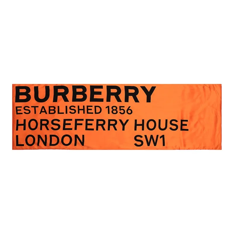 Burberry Silk Scarves Unisex Black, Orange-1