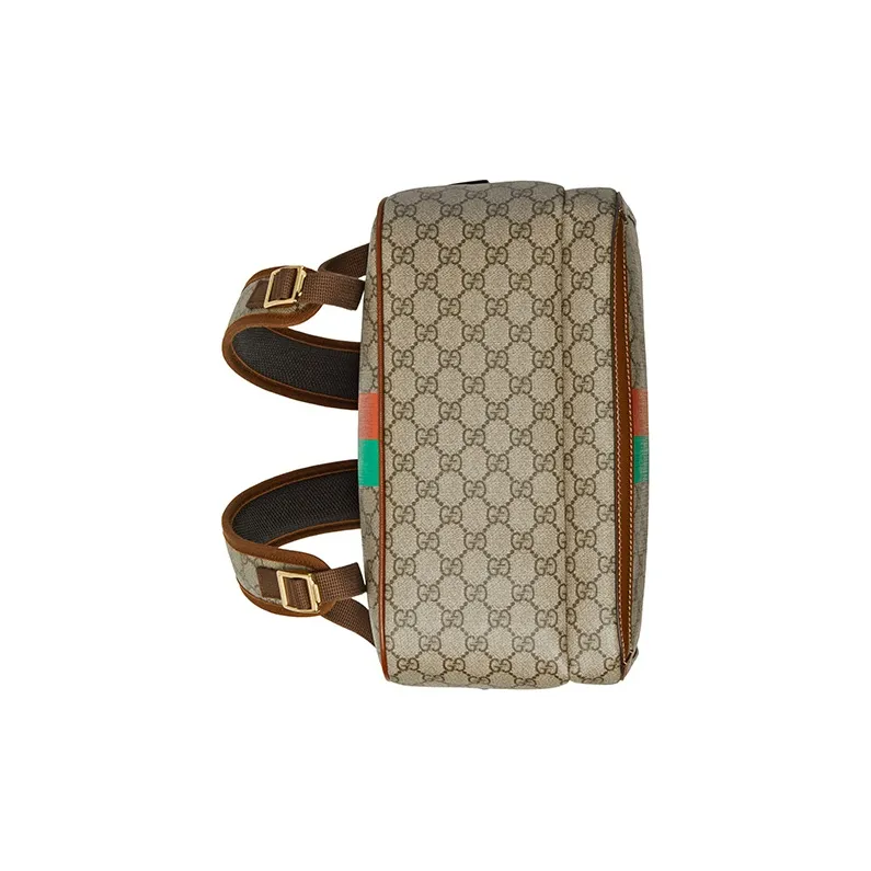 GUCCI Canvas With Leather Backpack Medium Size Unisex Ebony/Brown-7