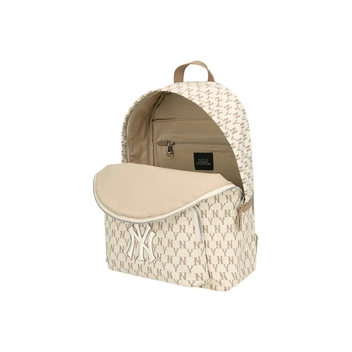 MLB Monogram Collection Nylon Backpack Large Size Unisex Beige-2