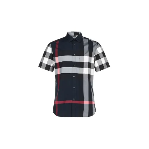 Burberry Checked S/S Shirt Navy