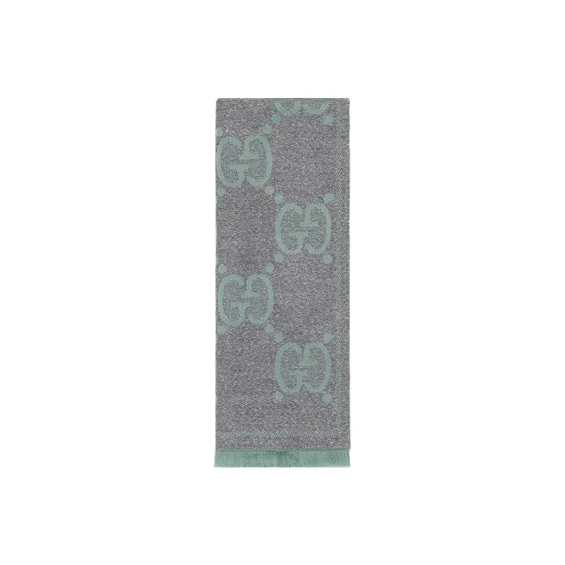 GUCCI Knit Scarves Unisex Gray Green-1
