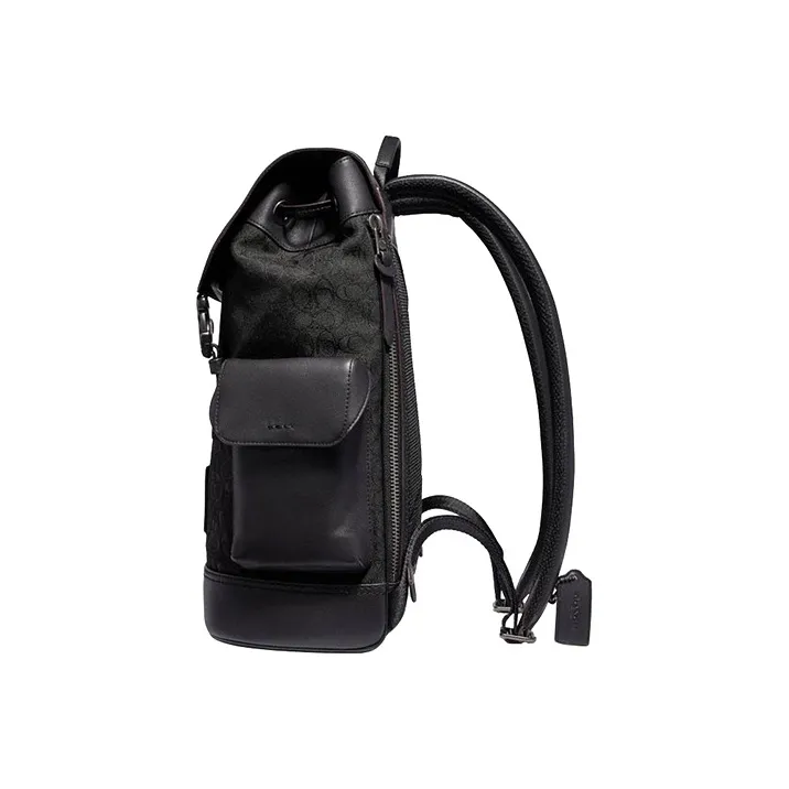 COACH Rivington Coated Canvas Travel Bags Backpack Large Size Men's Black-1