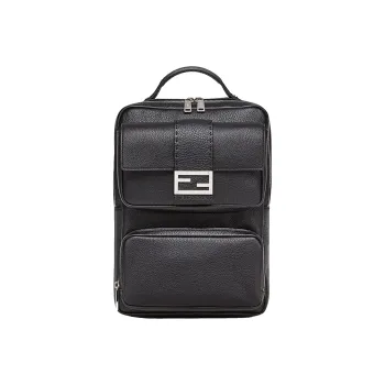 FENDI Baguette Cow Leather Backpack Men's Black