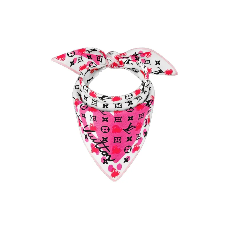 LOUIS VUITTON I LV U BB Mulberry Silk Scarf Unisex Pink-1