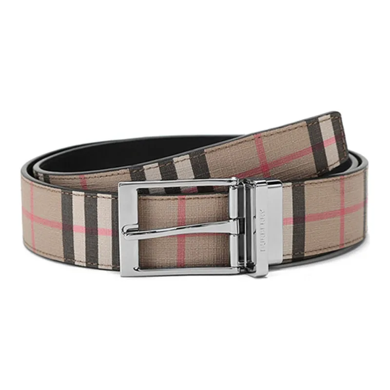 Burberry Check Pattern Reversible Buckle Belt-0