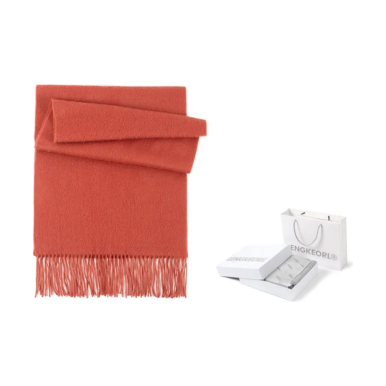 LENGKEORL Wool Knit Scarves Unisex Red-9