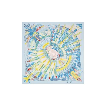 HERMES Silk Scarves Women's Sky Blue
