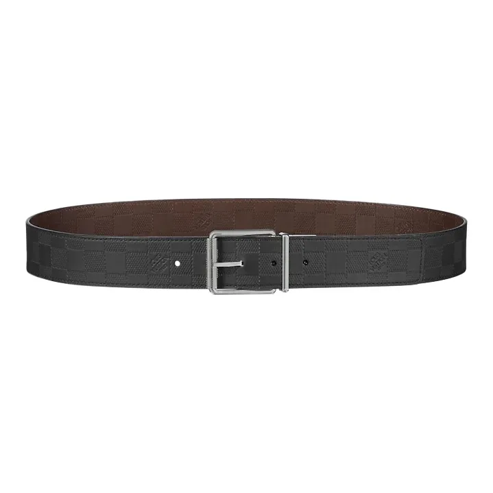 LOUIS VUITTON DAMIER Belt Unisex Agate Black Width 4cm-0