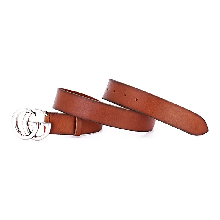 GUCCI Double G Palladium Buckle Leather Belt 1.5'W-1