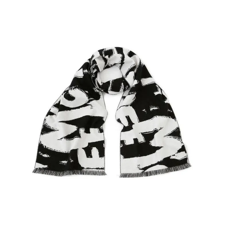 Alexander McQueen Wool Knit Scarves Unisex Black/White-2