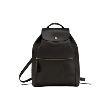 LONGCHAMP Le Foulonné Cow Leather Backpack Large Size Women's Black