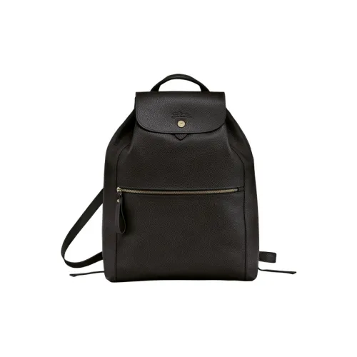 LONGCHAMP Le Foulonné Cow Leather Backpack Large Size Women's Black