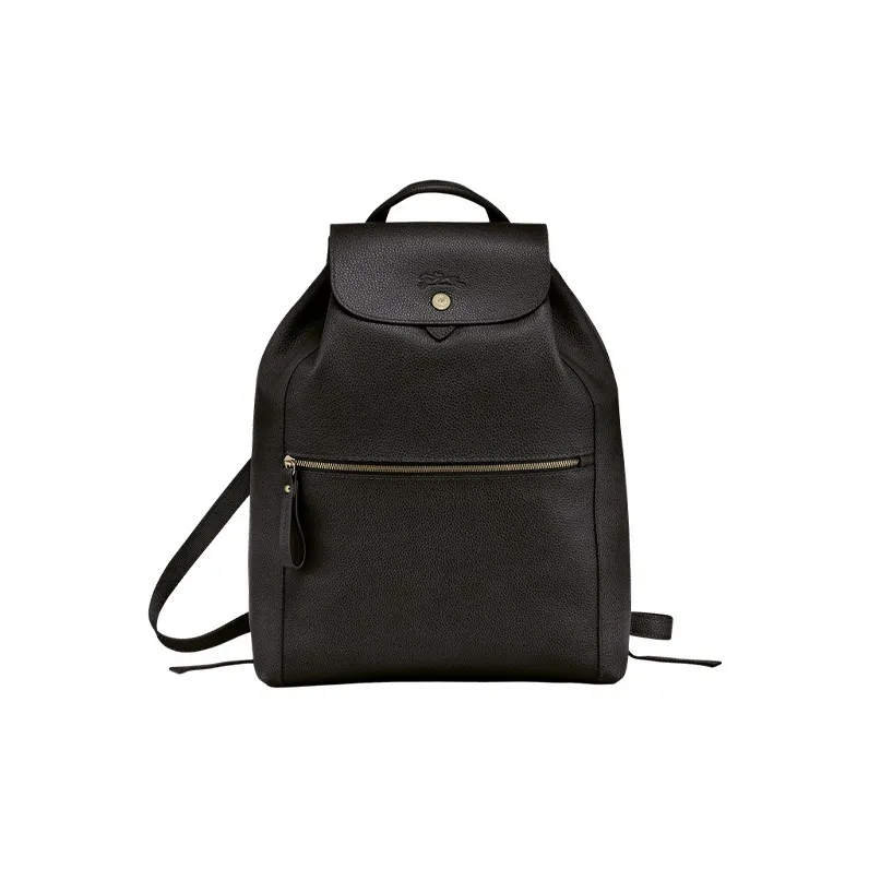 LONGCHAMP Le Foulonné Cow Leather Backpack Large Size Women's Black-0