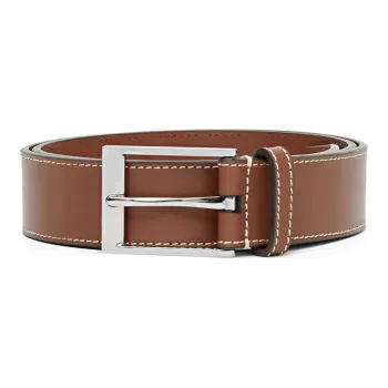 Burberry Chenille Thread Leather Tan Men's Width: 3.5cm
