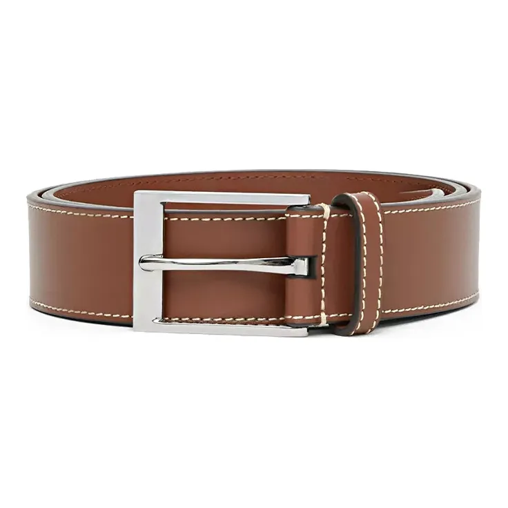 Burberry Chenille Thread Leather Tan Men's Width: 3.5cm-0