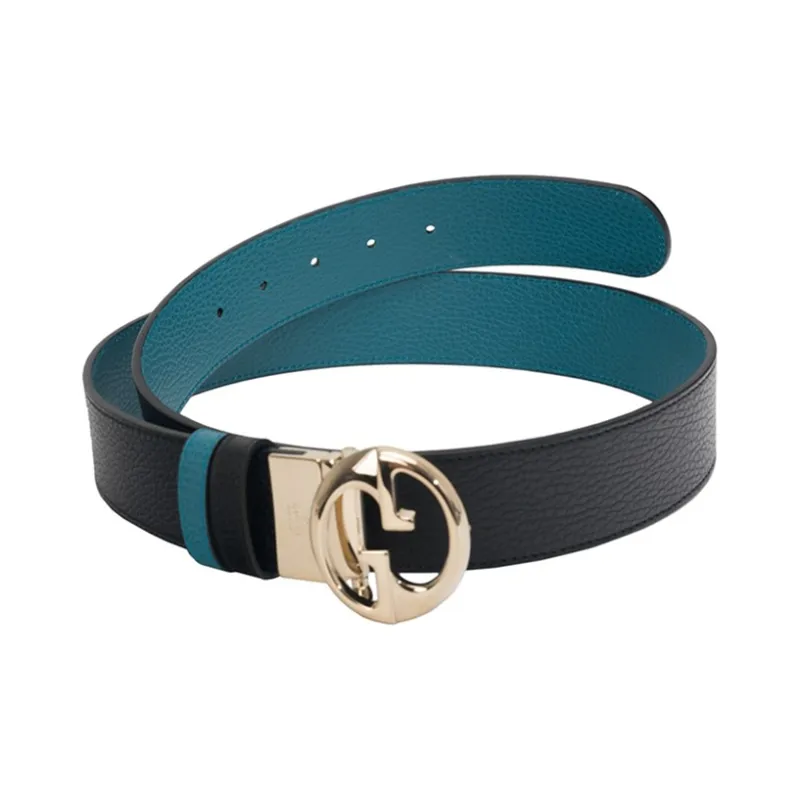 GUCCI Leather Belts Women's Black/Blue-3