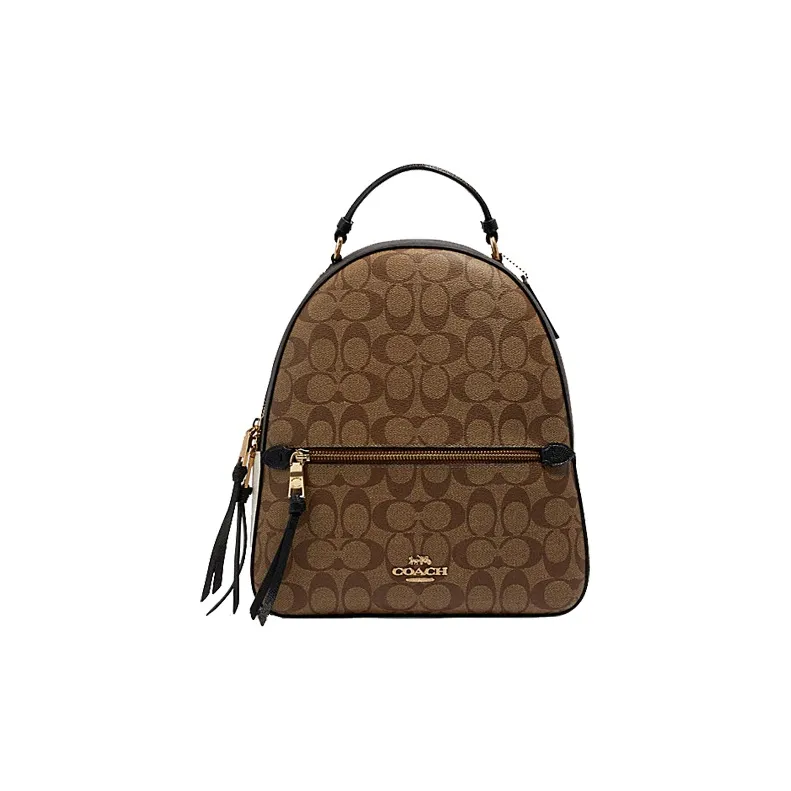 COACH Jordyn Canvas With Leather Backpack Large Size Women's Brown-0