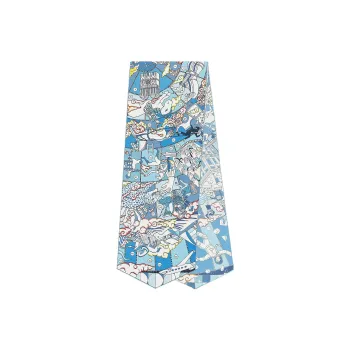HERMES Silk Scarves Women's Blue/White/Dark Pink