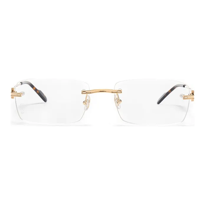CARTIER Optical Glass Men's Transparent Lens Gold Frame-1