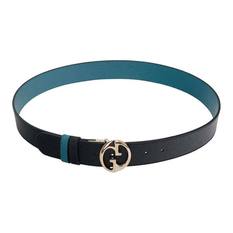 GUCCI Leather Belts Women's Black/Blue-2