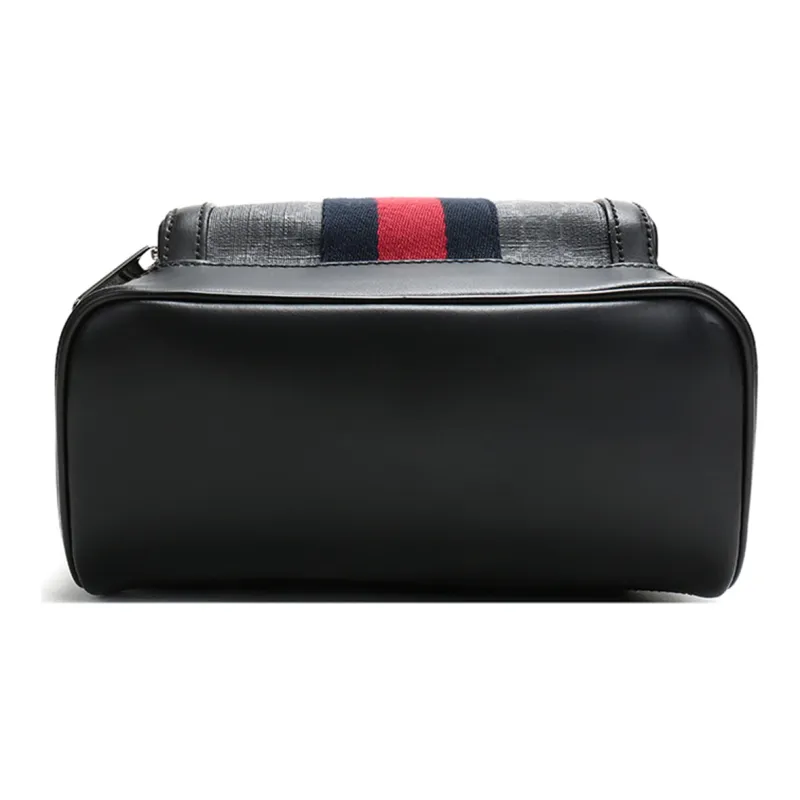 GUCCI Canvas With Leather Backpack Men's Black-4