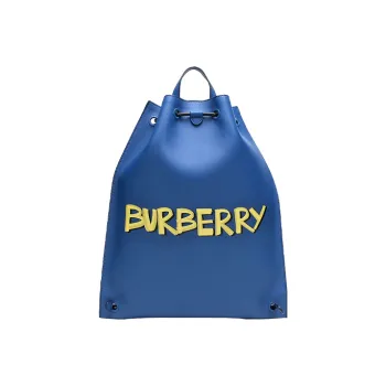 Burberry Leather Backpack Unisex Denim Blue