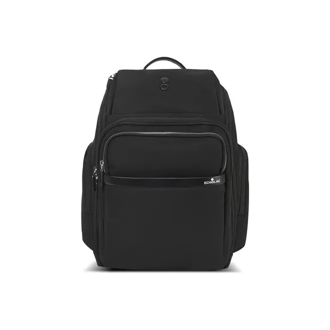 ECHOLAC Fabric Solid Color Polyester Backpack Men's Multifunction Large Capacity Backpack Regular Unisex Black-2