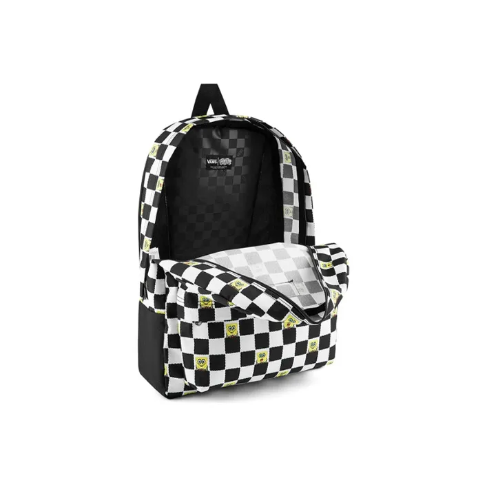 Vans Sponge Baby Collaboration Polyester Backpack Regular Unisex Black White Checkerboard-2