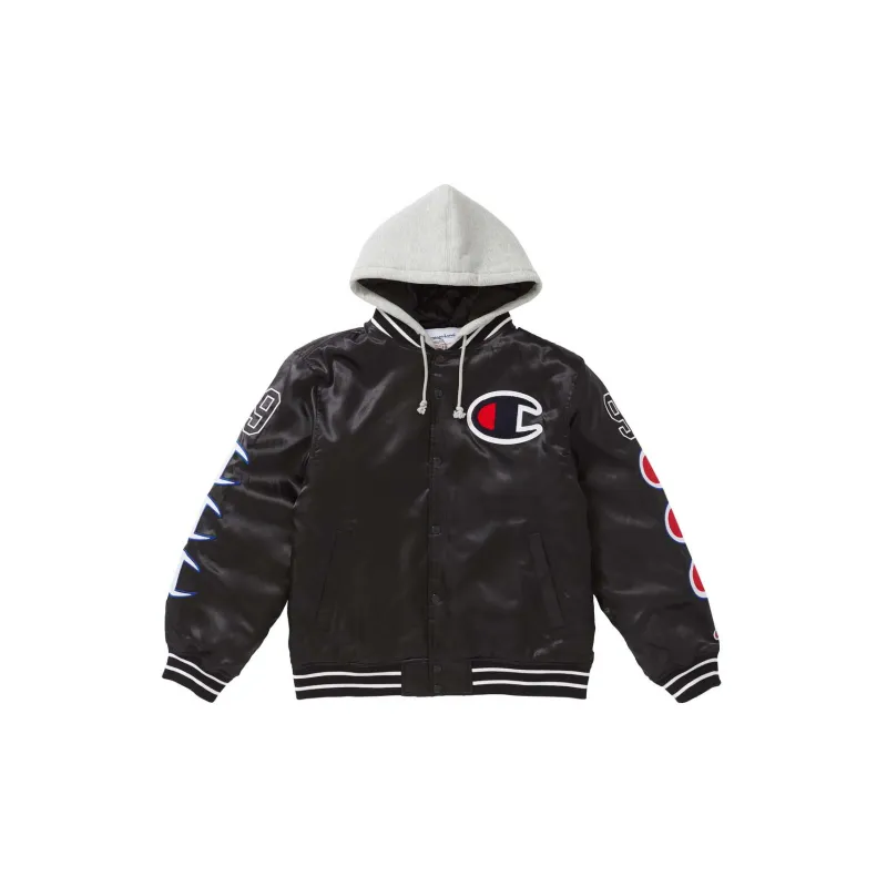 Supreme X Champion Hooded Satin Varsity Jacket-1