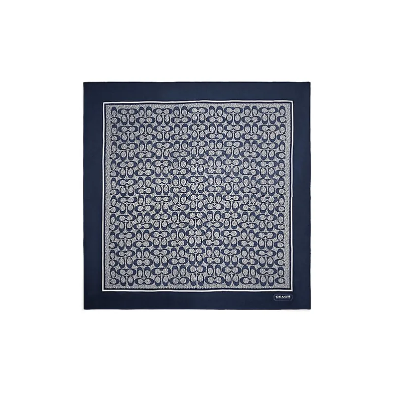 COACH Silk Scarves Women's Marine Blue-0